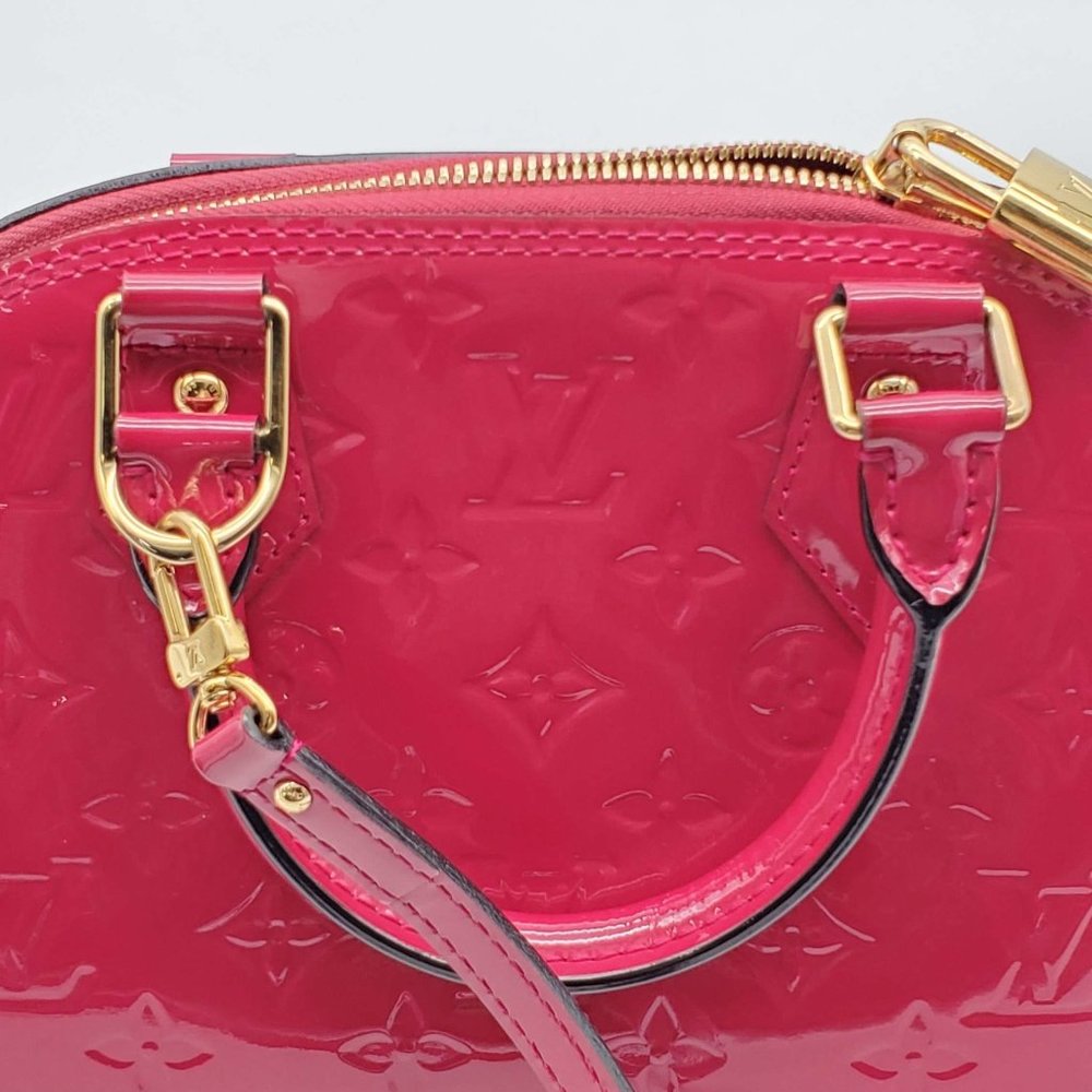 100% Authentic Louis Vuitton Alma BB Vernis Fuchsia Crossbody Bag - Picture 9 of 16
